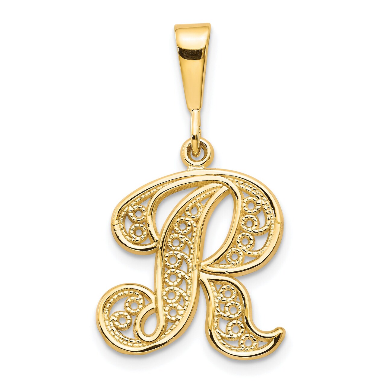 14K Gold Initial R Charm Jewelry FindingKing 28mm Long X 14mm Wide Approx.